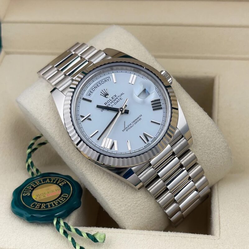 Rolex Day-Date 40MM Or Blanc Et Cadran Blanc President Ceinture – Image 3